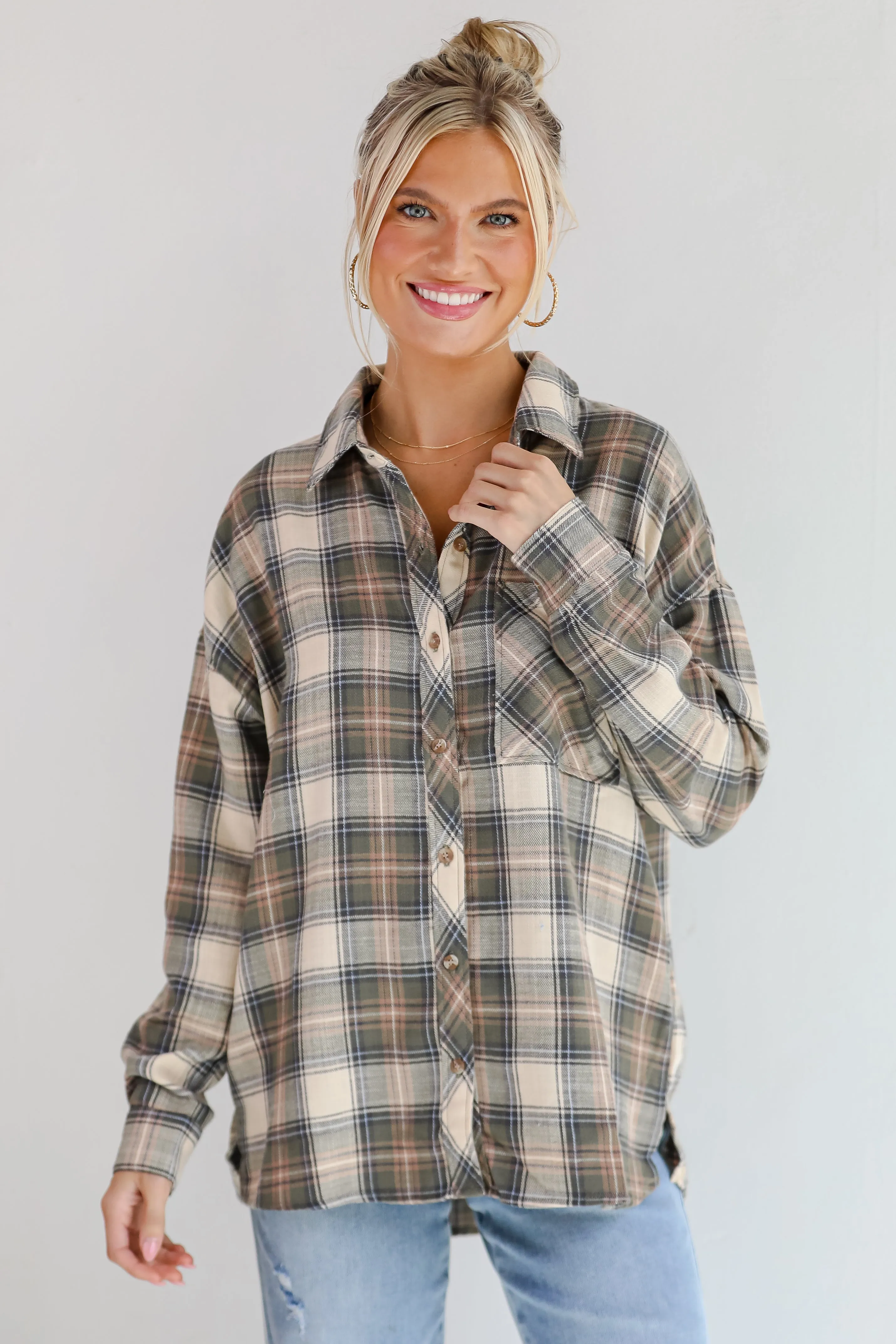 FINAL SALE - Classic Attitude Olive Plaid Flannel