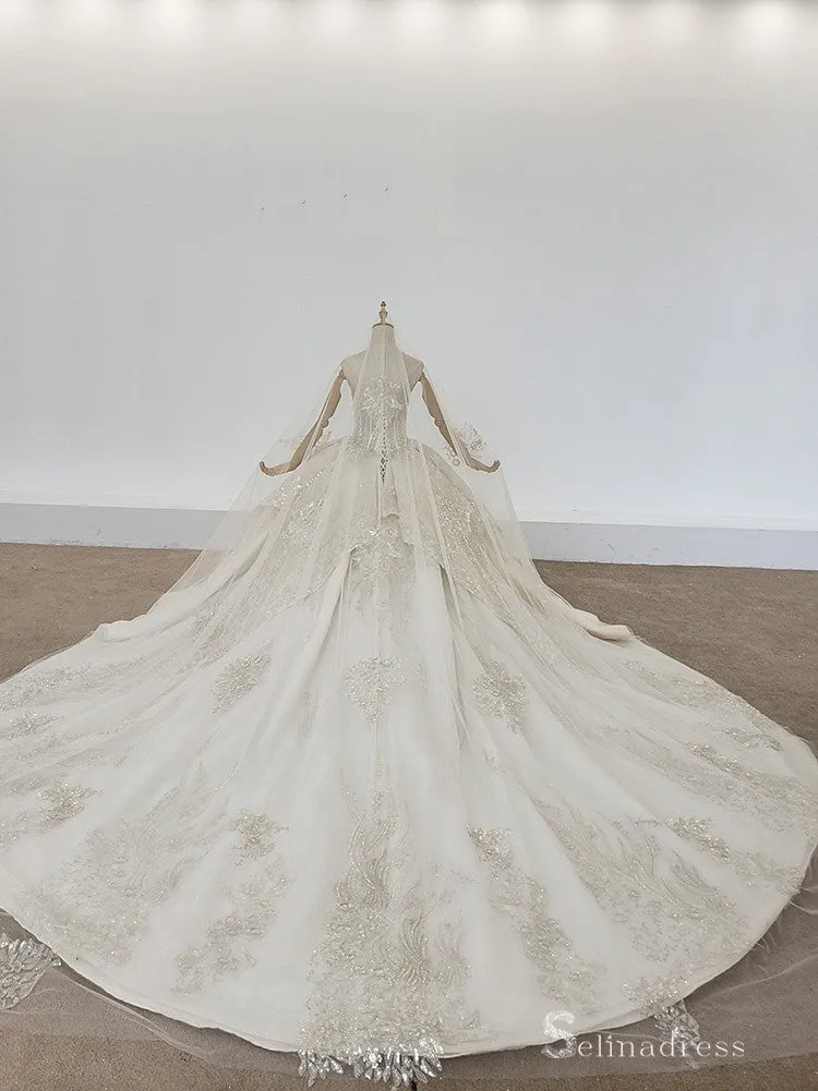 Selinadress illusion Strapless Wedding Dress TikTok Luxury Wedding Gowns SDW004