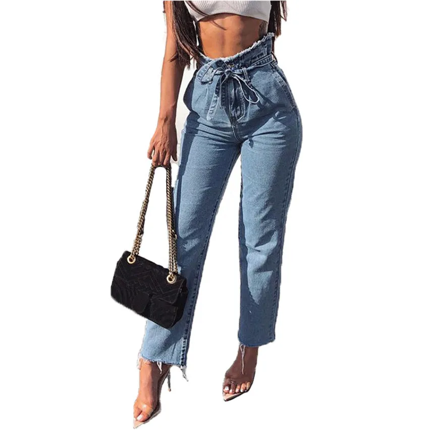 Women's Jeans Flower Bud High-Rise Frayed Lace-Up Jeans -  Women's Bottom